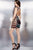 31266 Beaded Tribal Print Cocktail Dress