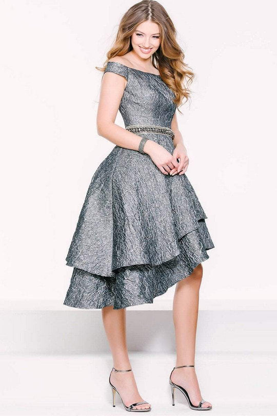 32429 Off Shoulder Dual Tiered Cocktail Dress