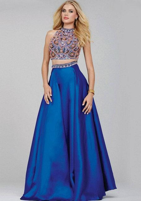 Stunning Two-Piece A-Line Dress in Jewel Neckline 32440