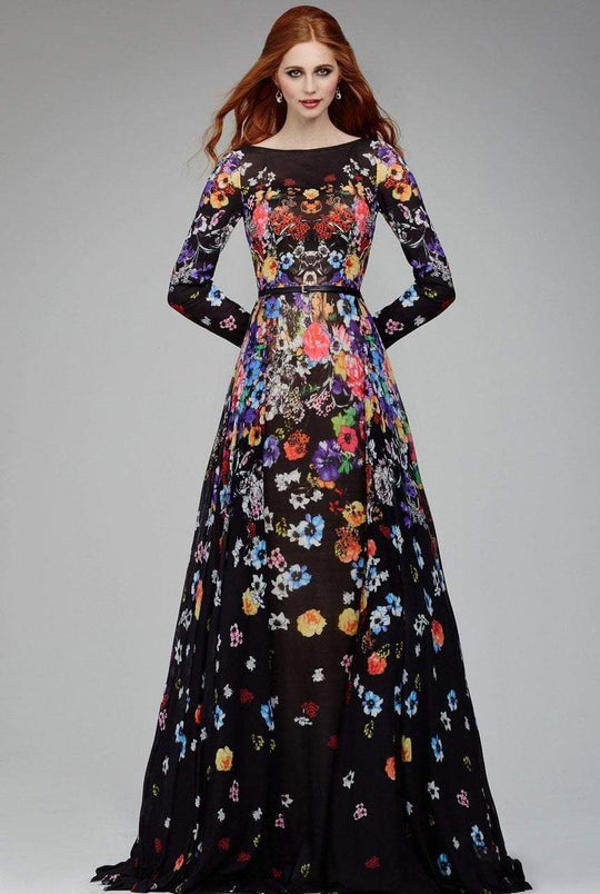 33925 Floral Bateau A-line Dress