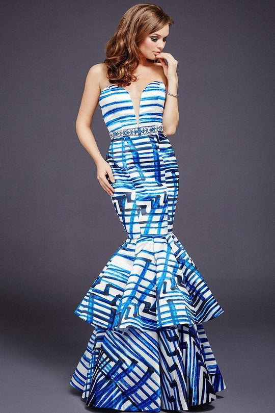 34075 Printed Sweetheart Mermaid Dress