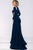 Contoured Illusion Cutout Long Sleeve Gown in Blue