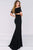 36631 Off Shoulder Cut Out Detail Fitted Long Evening Dress