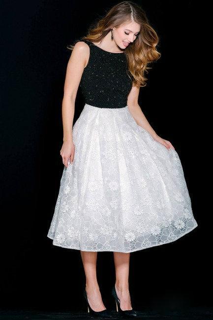 Pretty Sleeveless Tea-Length Prom Dress 37492