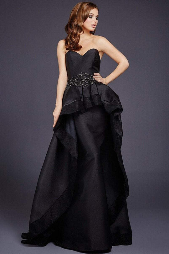 Sleek Sweetheart A-Line Gown with Ruffled Overskirt 37875