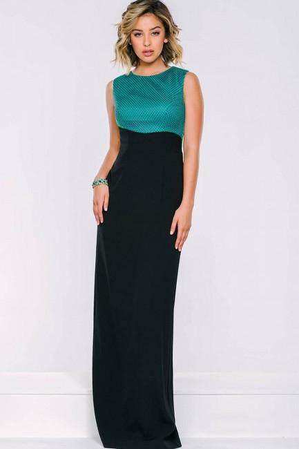 Two-Tone Asymmetrical Empire Evening Dress 39212