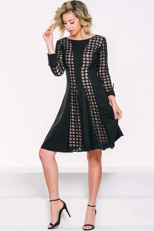 39367 Three Quarter Sleeve A-Line Short Dress