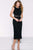 39368 Sleeveless Black Fitted Tea Length Dress