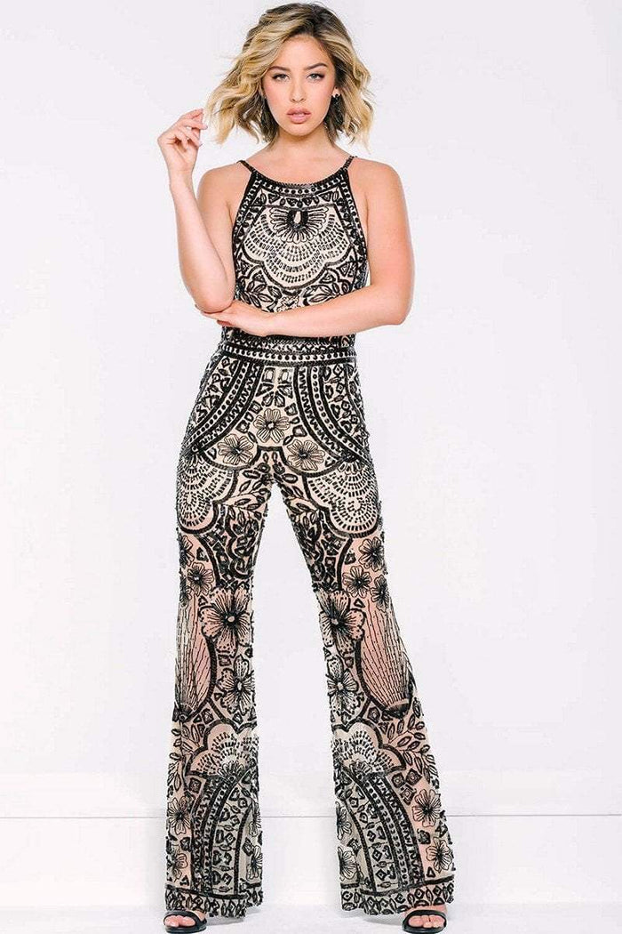 40450 Embellished Sleeveless Fitted Jumpsuit