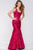 40724 Rose Printed Fitted Mermaid Gown