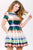 Jewel Neckline Multi-Color Print A-line Short Dress 41250
