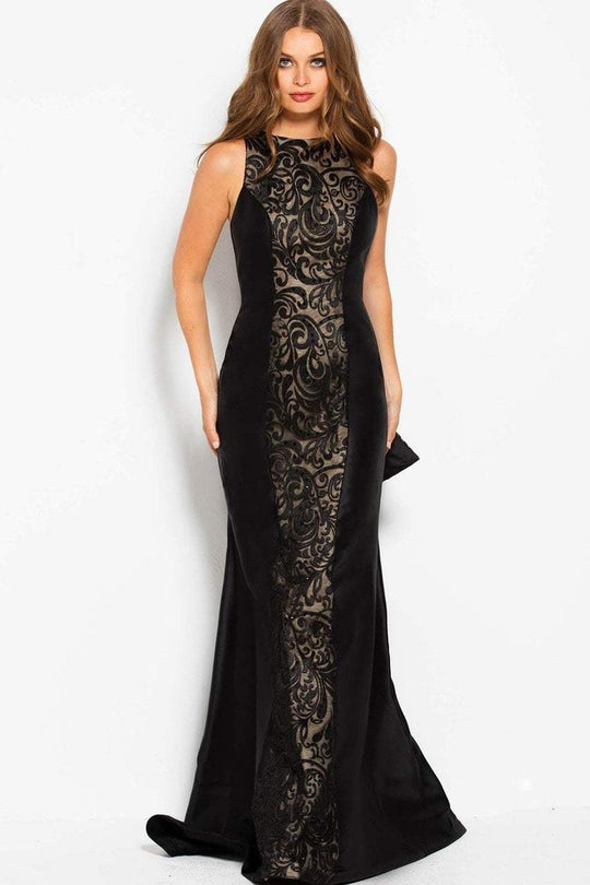 41916 Sleeveless Embroidered Bateau Sheath Dress