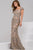 Cap Sleeve Embellished Floral Applique Evening Dress 48121