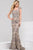 Jovani Cap Sleeve Beaded Floral Lace Long Gown  - 1 pc Grey In Size 8 Available in Gray