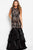 52086 Lace Jewel Neck Tiered Trumpet Dress