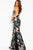 53079 Multi-Colored Floral Embroidered  Trumpet Dress