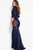 54835 Floral Quarter Length Sleeves Trumpet Dress