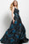55094 Scoop Neck Floral Print A-Line Gown