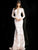 Jovani - Floral Sequined Sheer Evening Dress 60285 In White