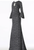 Jovani - 61104 Glitter Long Bell Sleeve Mermaid Dress With Train in Gray