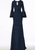 Jovani - 61104 Glitter Long Bell Sleeve Mermaid Dress With Train in Blue