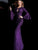 Jovani - Long Bell Sleeve Cutout Bodice Glitter Dress 61104 In Purple