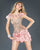 Jovani Floral Applique Illusion Short Dress 7223 - 1 pc Peach In Size 0 Available