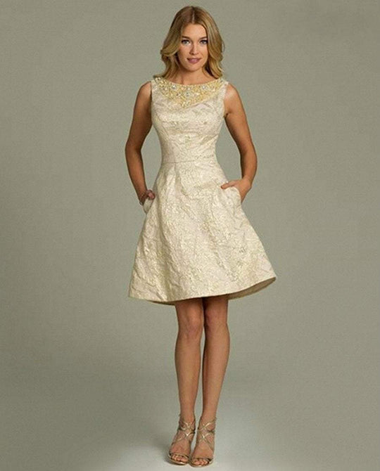 Sleeveless Cocktail Dress with Embellished Neckline 88902