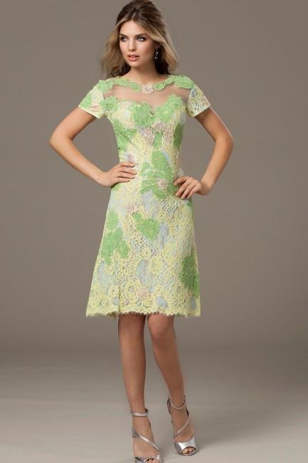 Floral Lace Bateau Neckline Cocktail Dress 88904