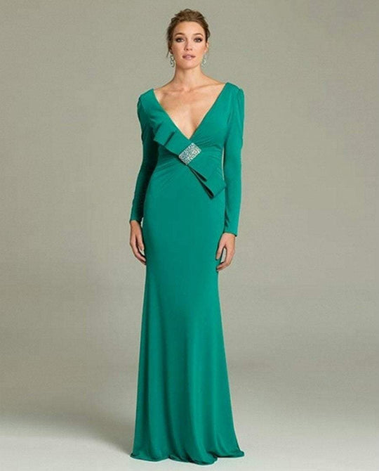 Oversized Bow with Long Sleeves V-Neck Sheath Dress 94067