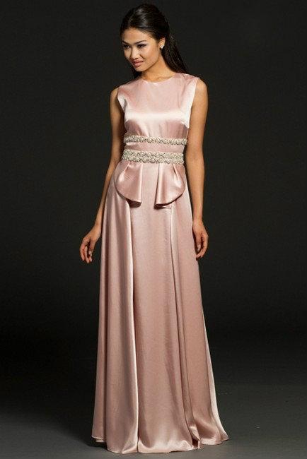 Sleeveless A-line Silhouette Evening Gown in Jewel Neckline 94247