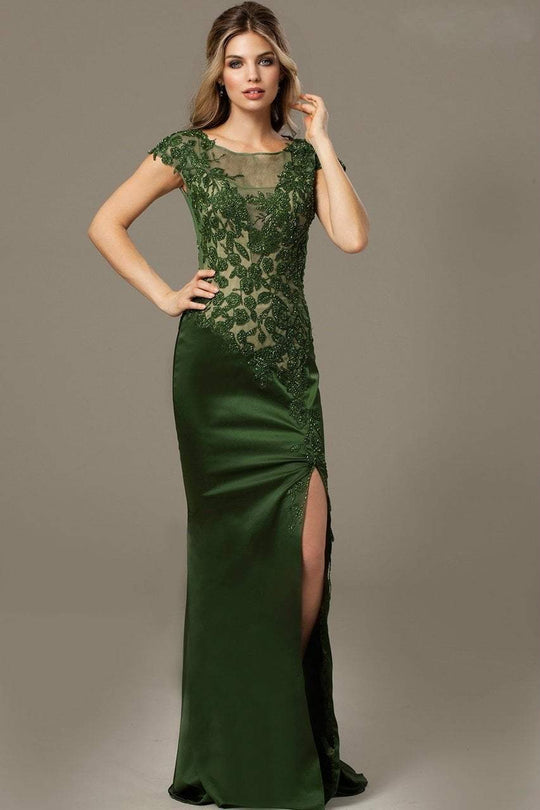 Long Lace Dress with Slit 98023