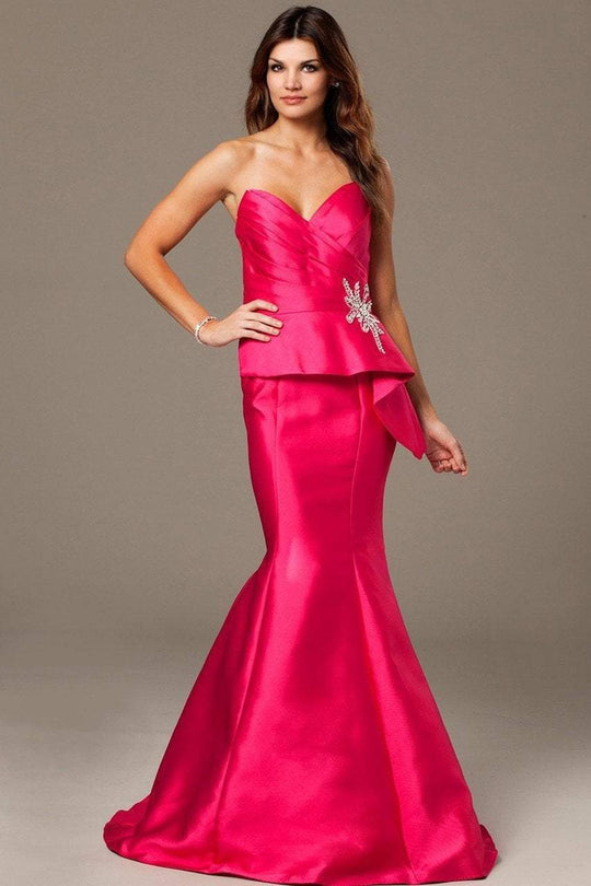 98247 Strapless Pleat Surplice Bodice Mermaid Gown