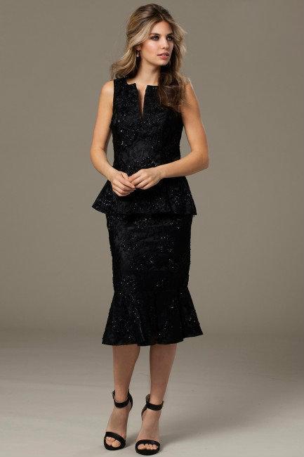 Elegant Beaded Lace Cocktail-Length Evening Gown 984