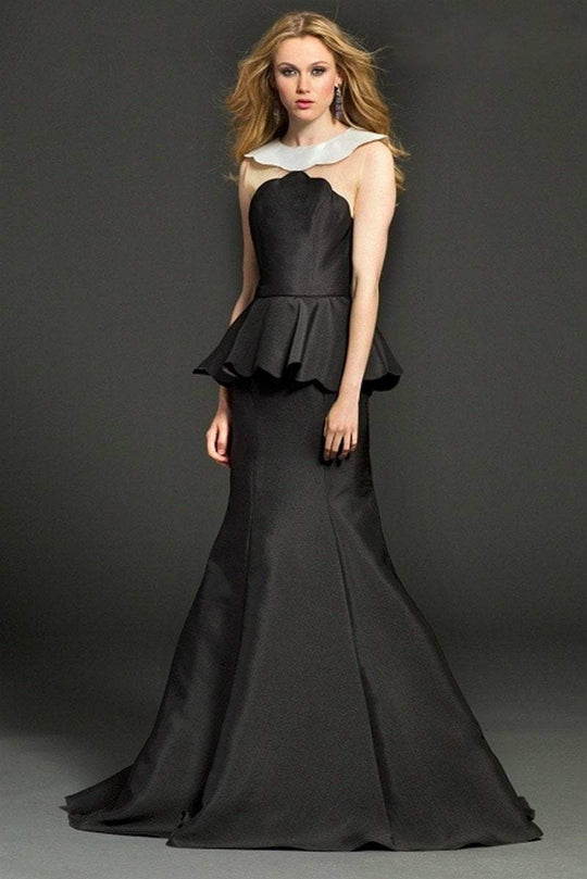 Jewel Neck Taffeta Trumpet Dress 98630