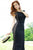 Jewel Neckline Sheer Back Sheath Evening Dress 98933