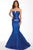 99028 Embellished V-neck Mermaid Dress With Train