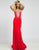 Crystal-accented Illusion Jewel Neck Trumpet Dress 99042