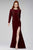 99314 Long Sleeve Appliqued High Slit Jersey Gown
