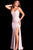 Jovani - Ruched V-Neck Jersey Evening Gown with Slit JVN51553 in Pink