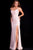 Jovani - Ruched V-Neck Jersey Evening Gown with Slit JVN51553 in Pink