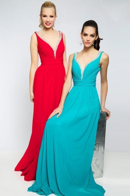 Embellished V-neckline with Scoop Back Evening Dress JVN20391