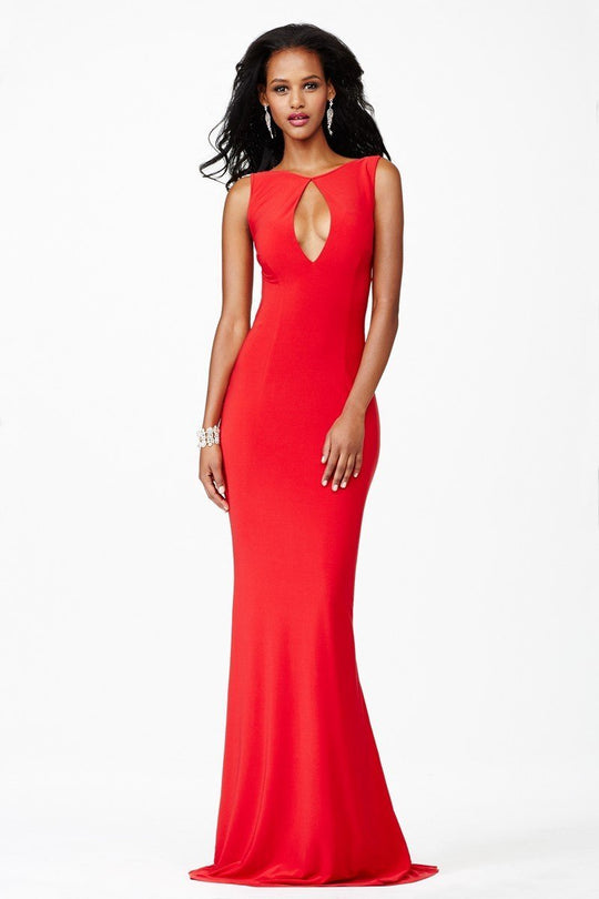 JVN25409 Fitted Jersey Keyhole Dress