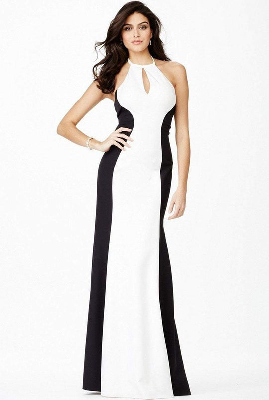 JVN31454 Haltered Two-Toned Sheath Gown