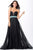 JVN32108 Plunging Sweetheart Shirred Bodice Gown