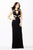JVN33419 Cap Sleeve Sheer Cutout Jersey Gown