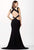JVN33419 Cap Sleeve Sheer Cutout Jersey Gown