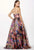 JVN33486 Straight Strapless Printed Gown