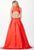 JVN33656 Plunging V-Neck Contoured Cutout Taffeta Ballgown