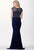 JVN33737 Beaded Illusion Fringed Sheath Gown